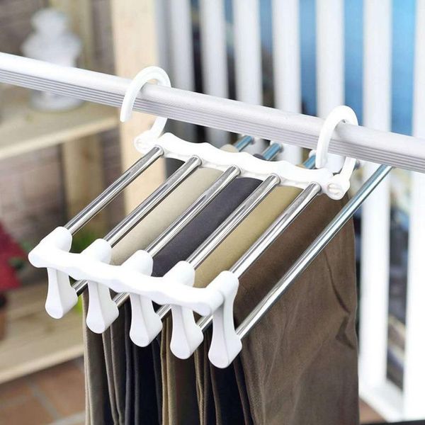 Cabides racks cabide espacial roupas mágicas gancho calças de moda rack prateleira de armazenamento de aço inoxidável