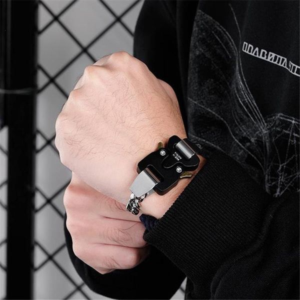 

link, chain men women bracelets alyx fashion link bracelet metal button 21cm 1017-alyx-9sm street accessories, Black