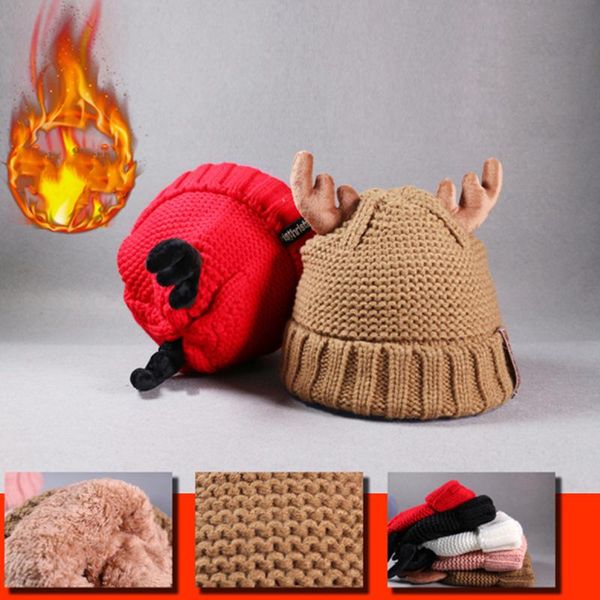

berets christmas antler hats for women warm thick velvet beanies with ear protection hat cold autumn winter 2022 years gifts, Blue;gray