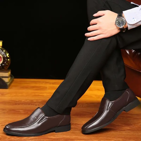 

fashion casual gentleman men's leather shoes, Black