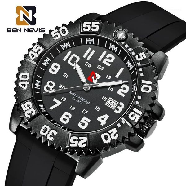 

casual sport watches for men military waterproof quartz wristwatches black rubber band male clock relogio masculino, Slivery;brown