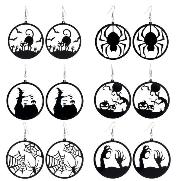

dangle & chandelier acrylic halloween big earring for women zombie hand spider pumpkin witch black cat drop earrings fashion 2021 jewelry, Silver