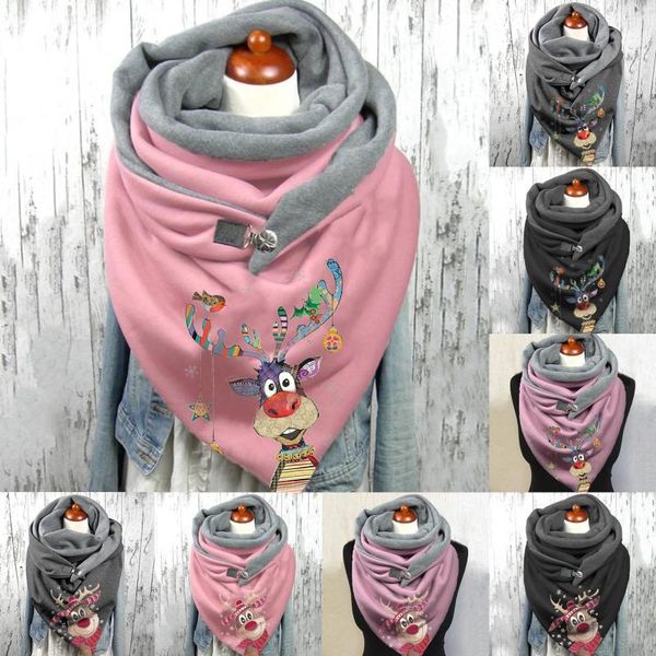 

scarves women casual cat printing scarf 2021 ladias autumn winter fashion retro multi-purpose female shawls foulard femme, Blue;gray