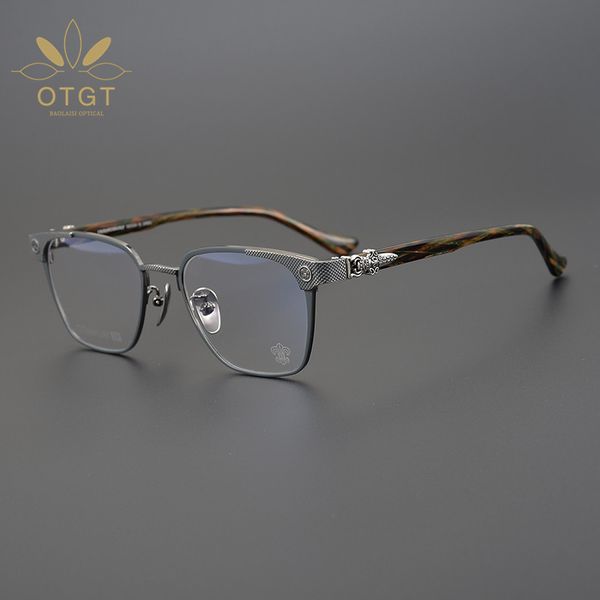 

design sunglasses jiandankeluo xinchao versatile pure titanium ultra light square business full large face myopia spectacle frame, White;black