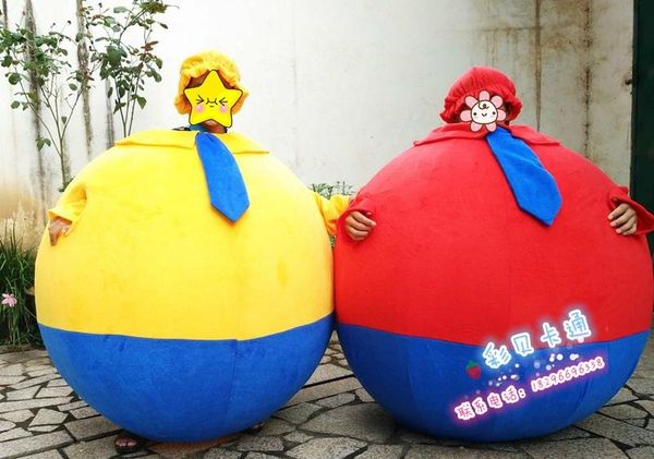 

mascot costumes fat ball walking doll costume performance props doll halloween christmas party masquerade anime shows halloween outfit, Red;yellow