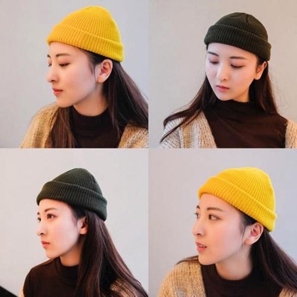 

winter warm beanies casual short thread hip hop hat men beanie female wool knitted skull cap cycling elastic hats caps & masks, Black