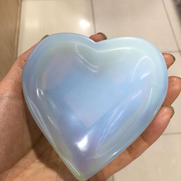 

decorative objects & figurines 1pcs heart shaped man made opal stone crystal bowl soapbowl indoor decoration about300g