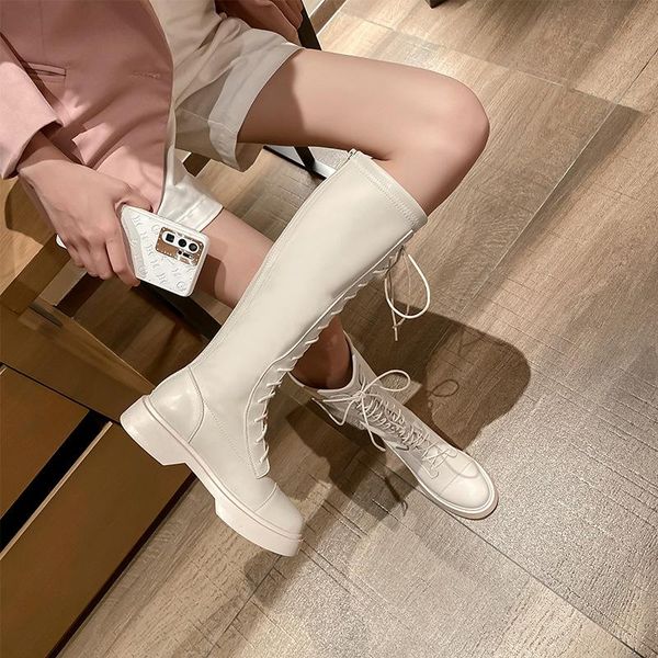 

boots winter after the zipper with ms increased in cone round head of -colored thick tall canister knight, Black