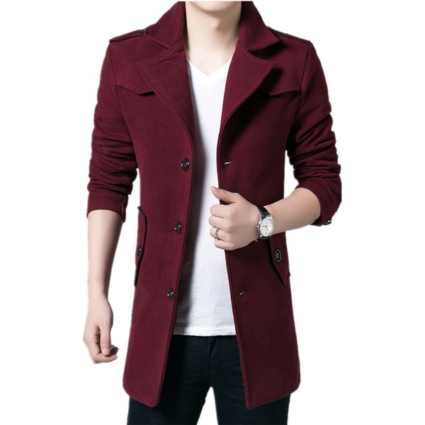 

men's wool & blends kolmakov arrival style men boutique woolen coat fahion casual solid slim epaulet trench ovarcoat cotton m-3xl1 xmb7, Black