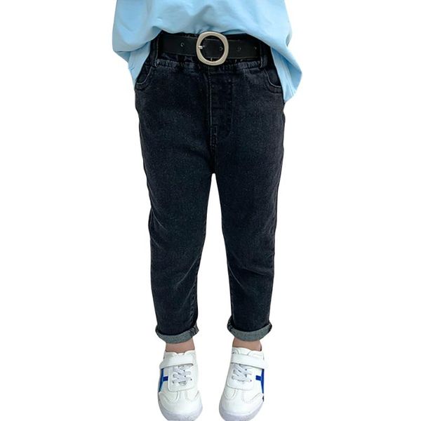 

jeans baby girls with belt for casual style kids toddler solid color clothes, Blue