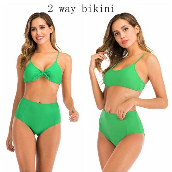 

women's swimwear high waist double wear lightwear swimsuit ladies low-cut beach quick-drying open back sling split bikini suit, White;black