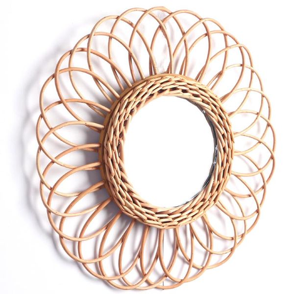 

mirrors art decorative mirror rattan plaited coffee shop nordic style wall hanging pography prop living room ornament home bedroom