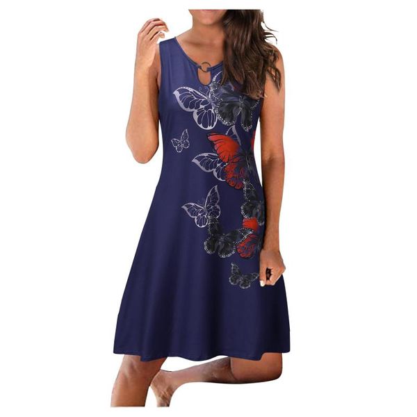 

casual dresses tmale women beach floral round neck sundress sleeveless loose tank dress elegant for curvy harajuku, Black;gray