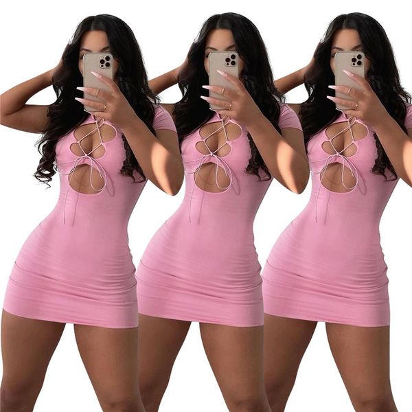 

casual dresses wholesale items bulk lots summer bind y2k dress party club mini wear 2021 bodycon solid clothes m7135 by dhl, Black;gray