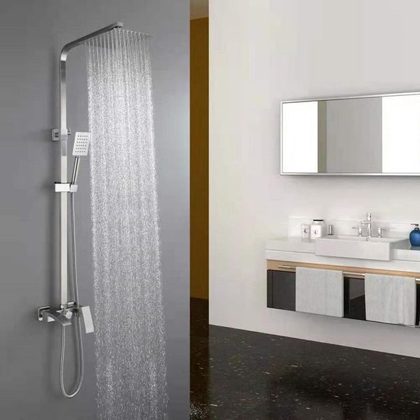 

stainless steel square shower set bathroom faucet waterfall pressurized head sets