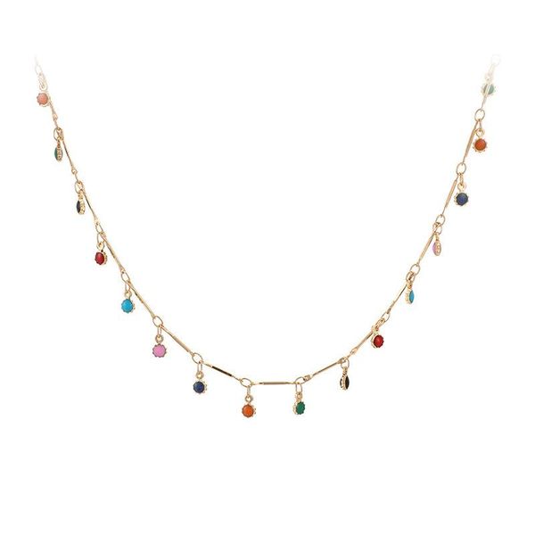 

chokers colorful stone drop choker necklace for women candy colors balls single layer chain cute all-match handmade female party jewelry, Golden;silver