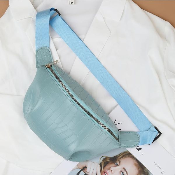 

waist bags jin mantang women bag 2021 candy color fashion chain banana brand belt pack pu leather chest