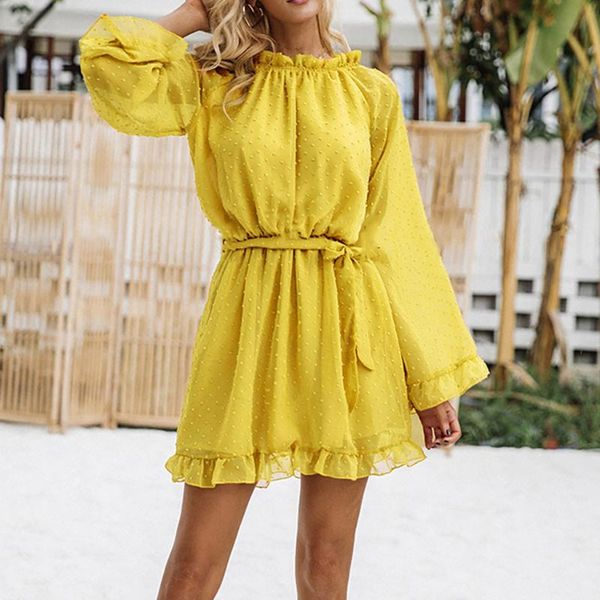 

fashion boho lace chiffon short dress backless ladies bandage o-neck swing women's casual party vestido de fest dresses, Black;gray