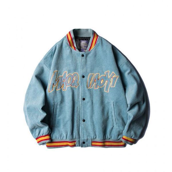 

men's jackets 2021 couple's varsity baseball jacket with embroidery fashion hi street oversized hip hop corduroy coat bomber outer, Black;brown
