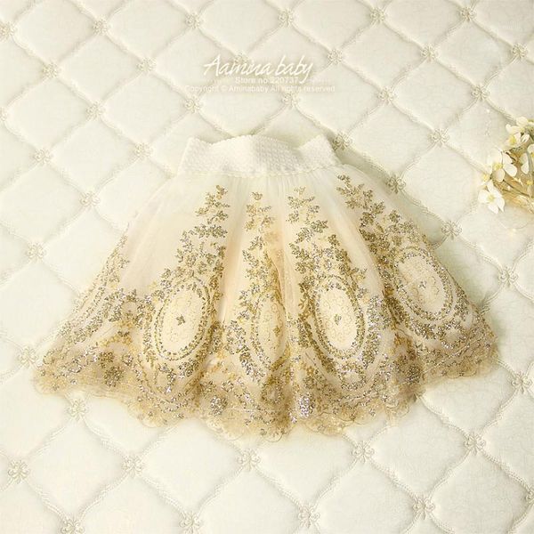 

skirts retail 3117 fix sequined golden embroidery baby girls tutu skirt pettiskirt for kids summer tulle dance 2-8 years, Blue