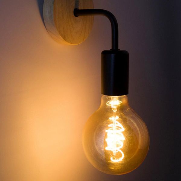 

wall lamp ac85-265v wood vintage industrial light retro e27 bulb for home bedside loft indoor decor fixture