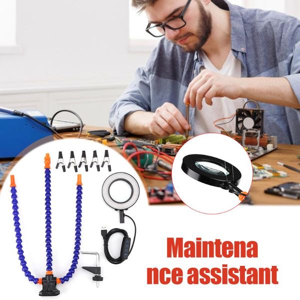 

professional hand tool sets welding bracket magnification seam repair 3x magnifying glass with led light flexible arm third-hand