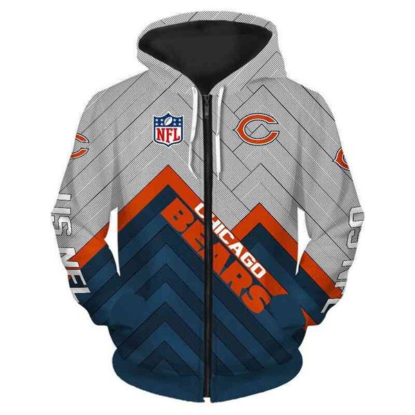 

[team 32] large men's and women's digital printed sweater hoodie trend candy color geometric football zipper cardigan, Black