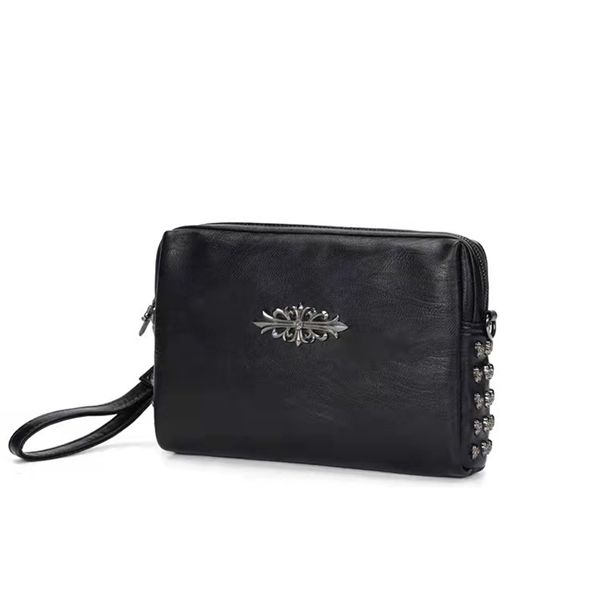 

designer messenger bag luxury handbag casual satchel clutch bag skulls leather shoulder bags cross body for man fashion men purse detachable