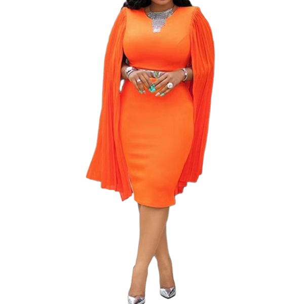 

orange evening dinner party dress 2021 autumn fall women bodycon high waist plus size female elegant long sleeve midi casual dresses, Black;gray