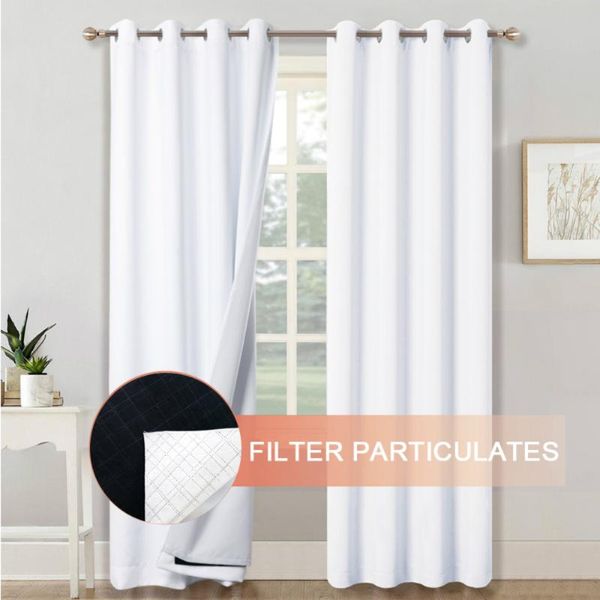 

curtain 4 layers 100% blackout soundproof insulated effectively filter pollutants window drape bedroom 132*213cm & drapes