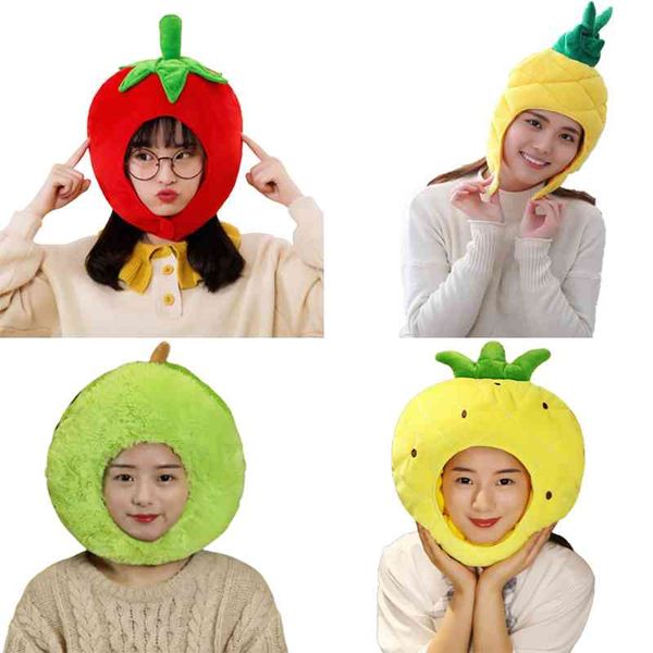 

funny tropical pineapple fruits plush hat christmas halloween cosplay party costume cap winter headwear po prop, Blue;gray