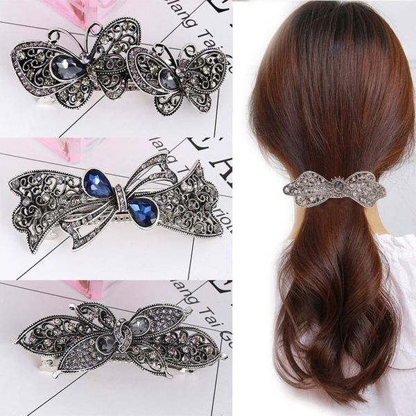 

hair clips & barrettes large rhinestone hairpin headdress ladies retro crystal spring jewelry wedding party gift, Golden;silver