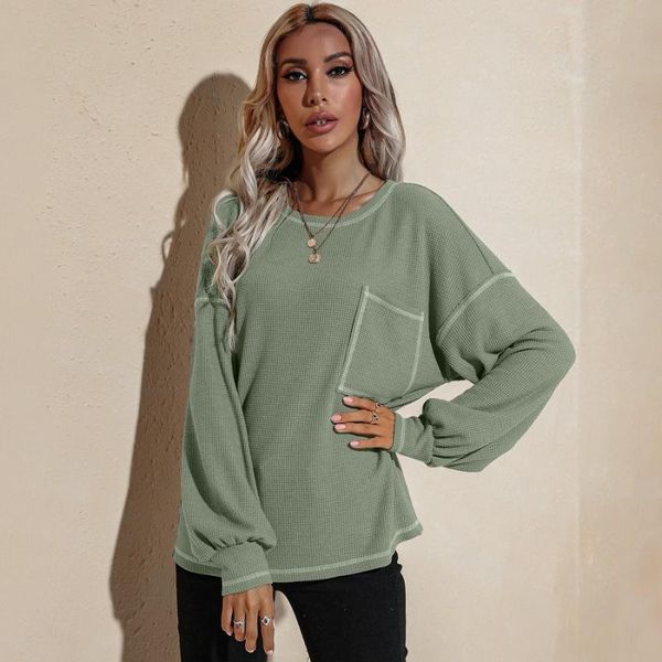 

women's hoodies & sweatshirts women autumn 2021 o-neck long sleeve casual knitted pullovers fashion solid loose clothing sweat femme, Black