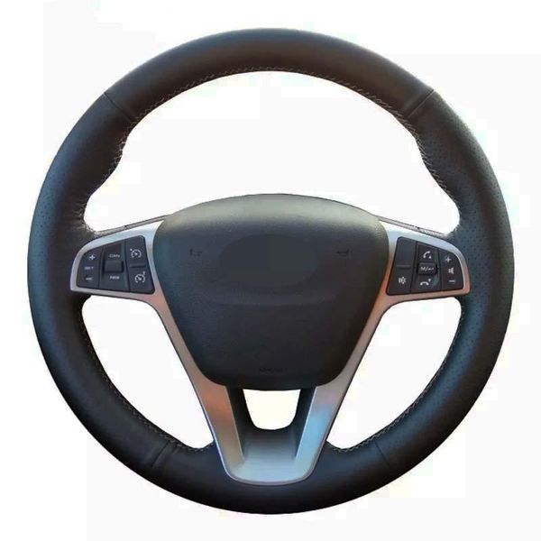 

steering wheel covers car cover diy hand-stitched black artificial leather for lada vesta 2021
