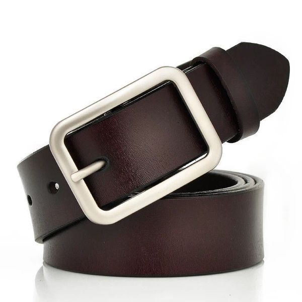 

men's casual pin buckle and yellow cattle leather belt, Black;brown