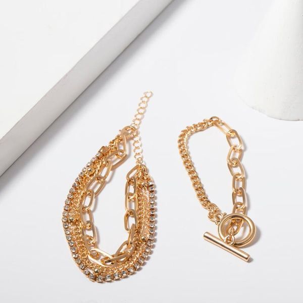 

charm bracelets 5pcs/set bohemian geometric crystal multi layer bangles adjustable lasso bracelet set for women jewelry gifts, Golden;silver