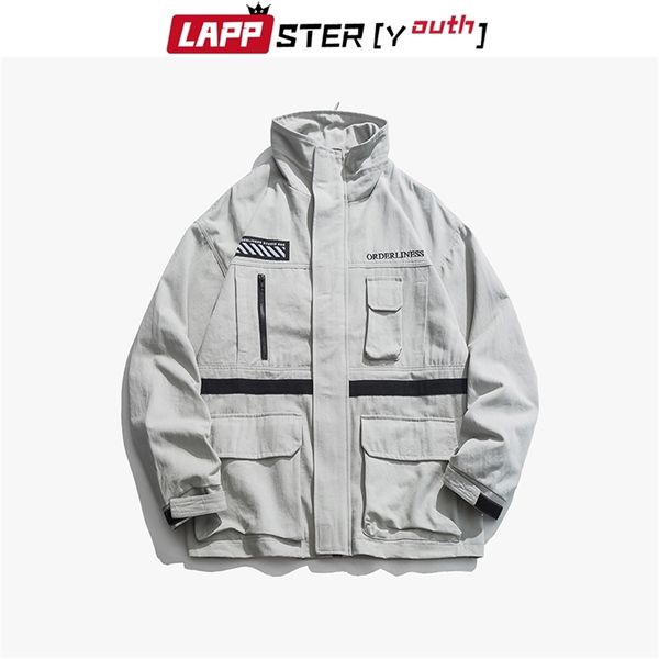 

lappster streetwear japan style bomber jacket men hip hop windbreaker cargo harajuku vintage pockets coats 210420, Black;brown