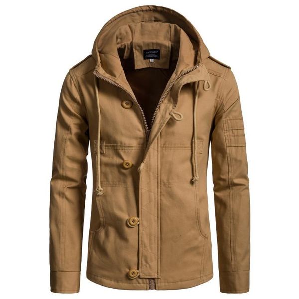 

men's jackets europe/us size est autumn winter cotton jacket men fashion hooded khaki casual windproof coats male, Black;brown