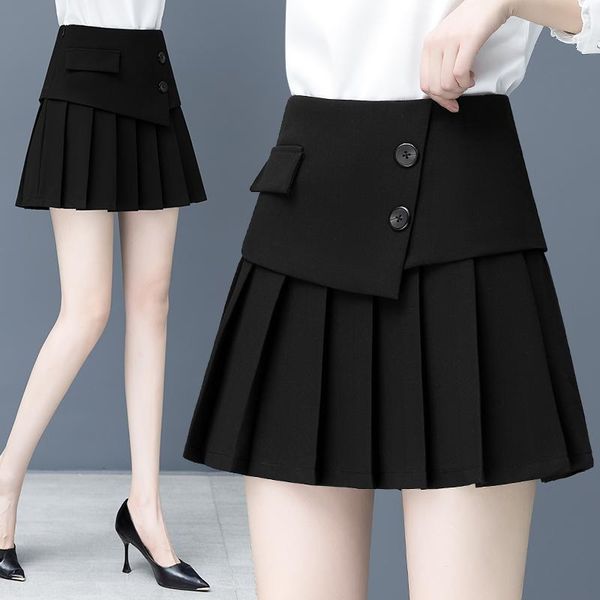 

skirts 2021 spring fall preppy style student ladies high waisted black pleated mini skirt , summer sweet girls female irregular