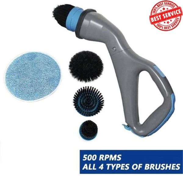 Scrubber muscolare Spazzola per pulizia elettrica Spin Cordless Detergente per bagno a pagamento 4 in 1 Cucina Strumenti per la pulizia della casa Spazzola per piastrelle 210329