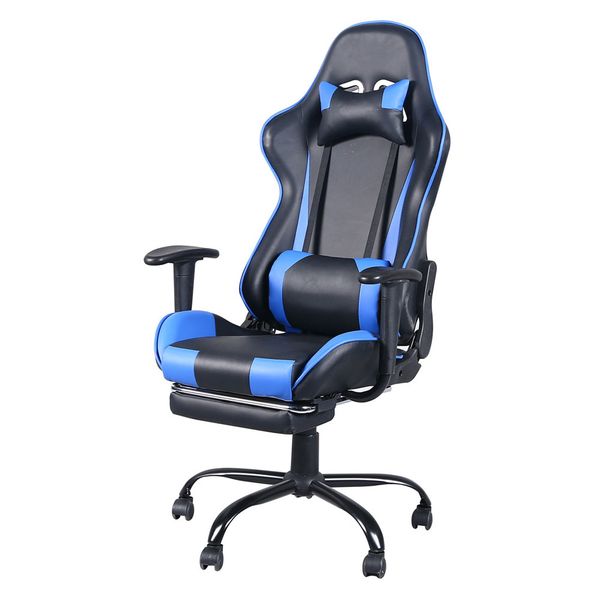 

electronic competition furniture chair computer internet bar game office can be rotated with foot rest black and blue household furnitures