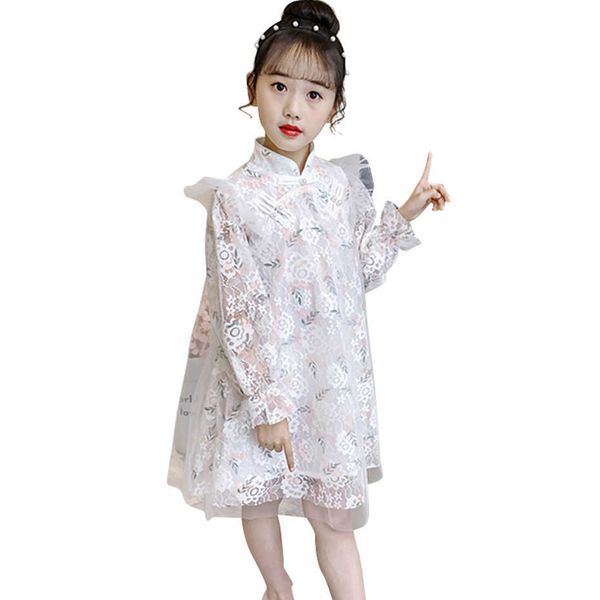 

girl dresses lace flower s' chinest style children dress teenage costume 6 8 10 12 14 210528, Red;yellow