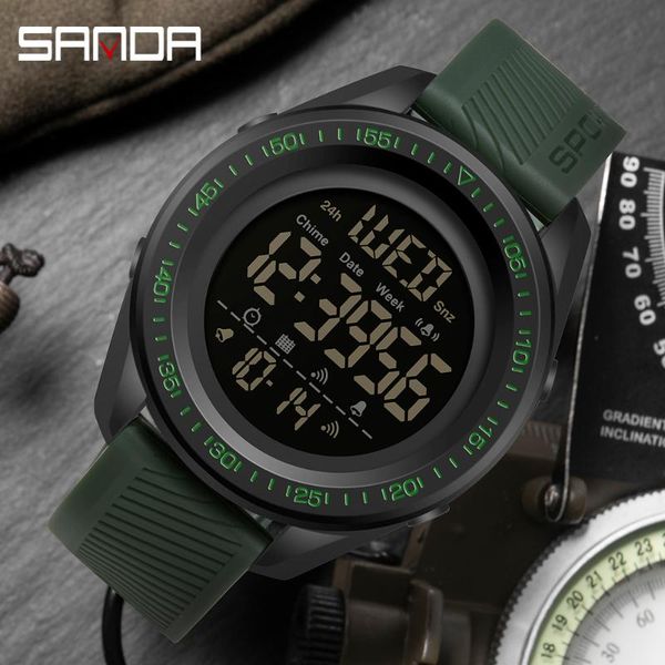 

wristwatches sanda outdoor sports men's watches multifunction waterproof digital male clock chronograph relogio masculino, Slivery;brown
