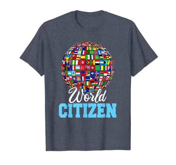 

world citizen round world country flags t-shirt, White;black