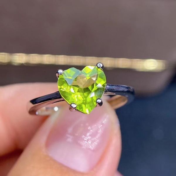 

cluster rings arrival natural real peridot ring 925 sterling silver fine jewelry and perido fashion woman, Golden;silver