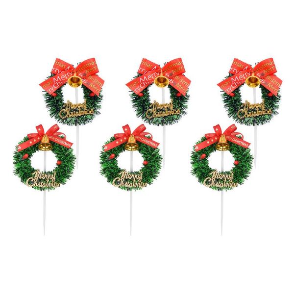 

greeting cards 6pcs christmas wreath shaped cake er bowknot baking insert (green)