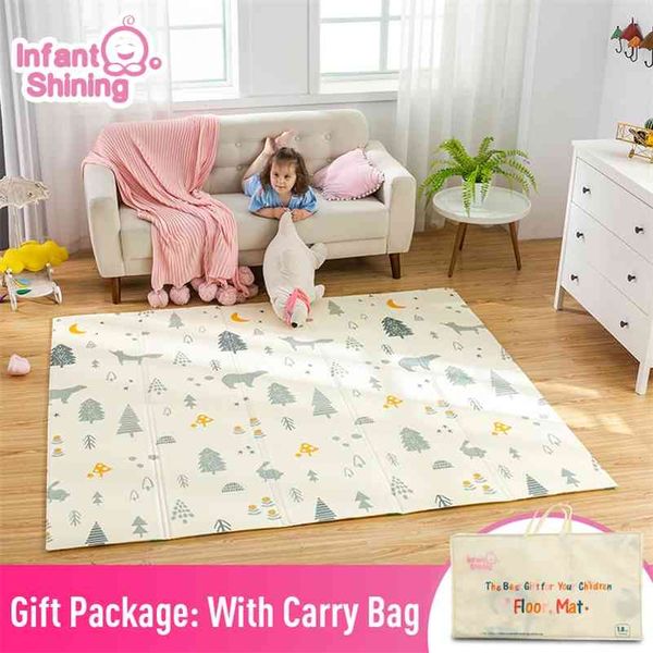 Infant Shining 200cm * 180cm * 1cm Baby Play Mat Pieghevole XPE Crawling Pad Home Outdoor Pieghevole Impermeabile Puzzle Game Playmat 210402