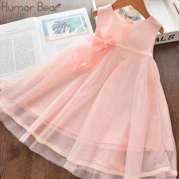 

girl's dresses humor bear summer brand new soft mesh girls floral party wedding sleeveless princess dress baby kids girl clothing c0223, Red;yellow
