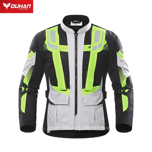 

motorcycle apparel duhan men breathable jacket moto moisture wicking lightweight clothing reflective strip green mesh fabric