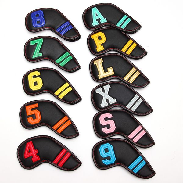 

11pcs / set colorful number black pu golf club irons headcover wedges cover